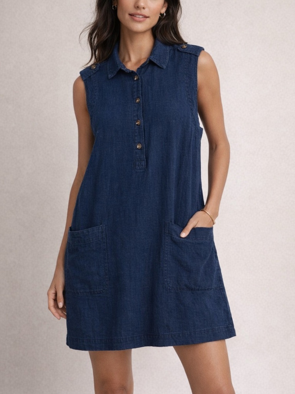 A Loves A Sleeveless Utility Dress With Pockets In Blue Size L
